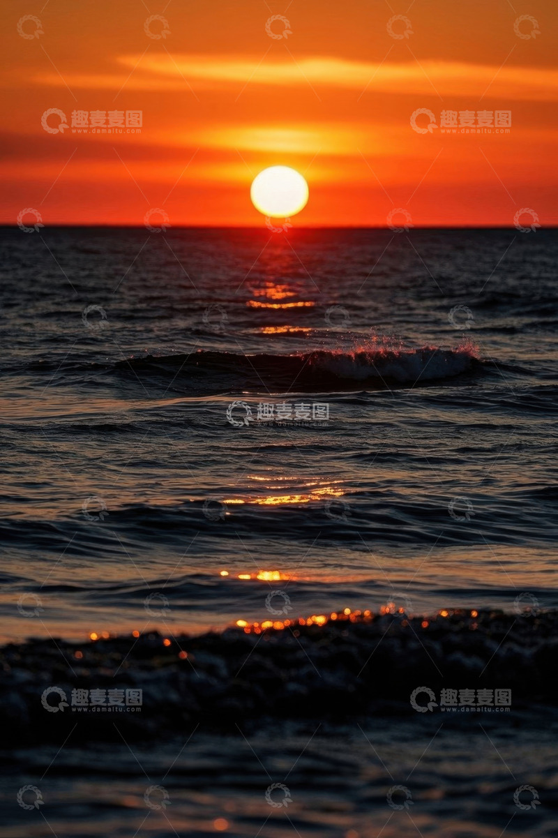高清大图下载【趣麦麦图】海上日落景象