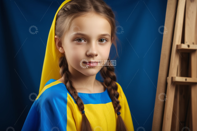 高清大图下载【趣麦麦图】穿民族服饰的小女孩肖像