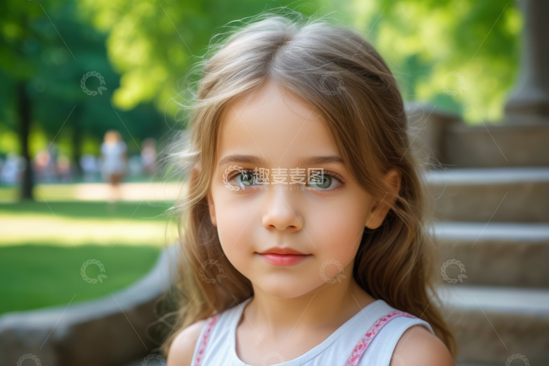 高清大图下载【趣麦麦图】公园中女孩的肖像特写