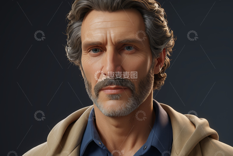 高清大图下载【趣麦麦图】中年男性人物肖像特写