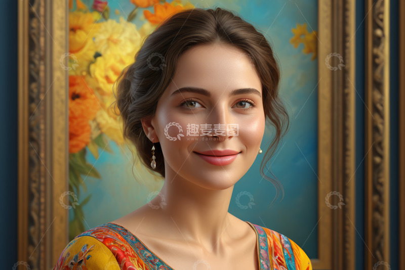 高清大图下载【趣麦麦图】微笑女子特写