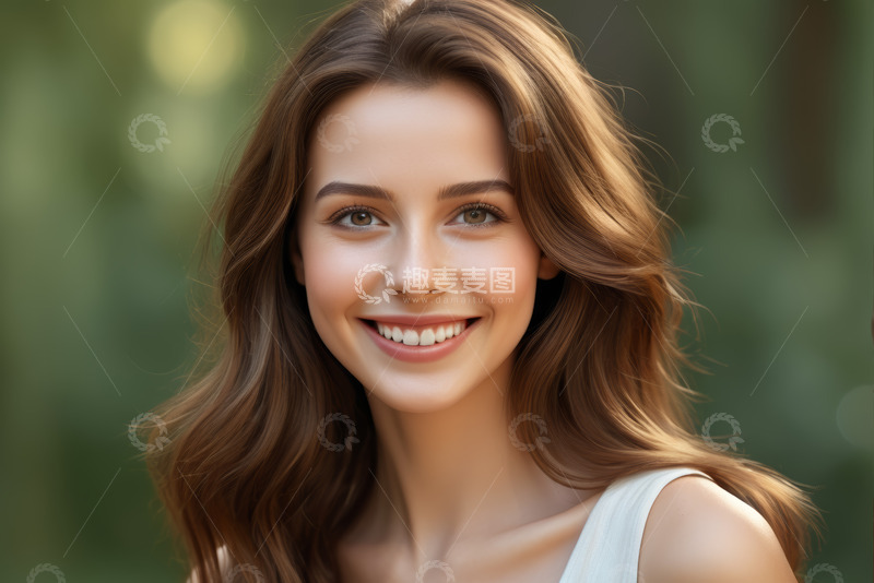 高清大图下载【趣麦麦图】微笑女子户外近景肖像