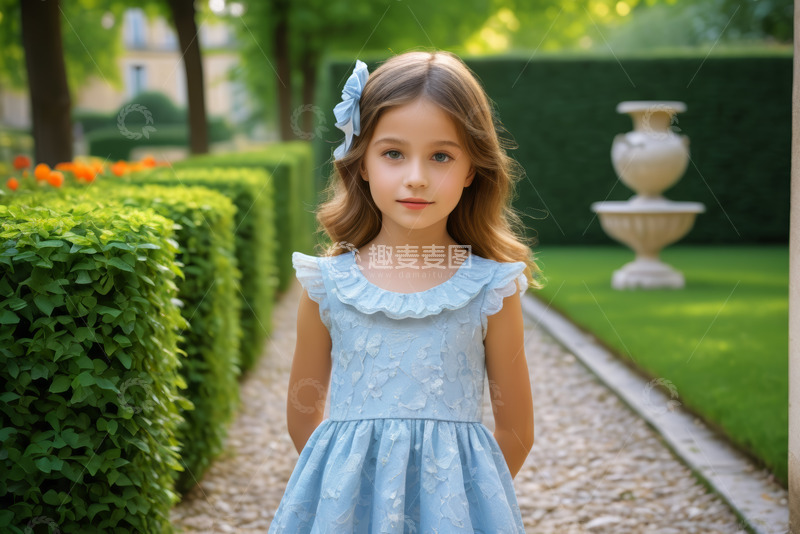 高清大图下载【趣麦麦图】户外花园中的小女孩