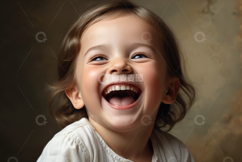 高清大图下载【趣麦麦图】微笑孩童快乐肖像特写