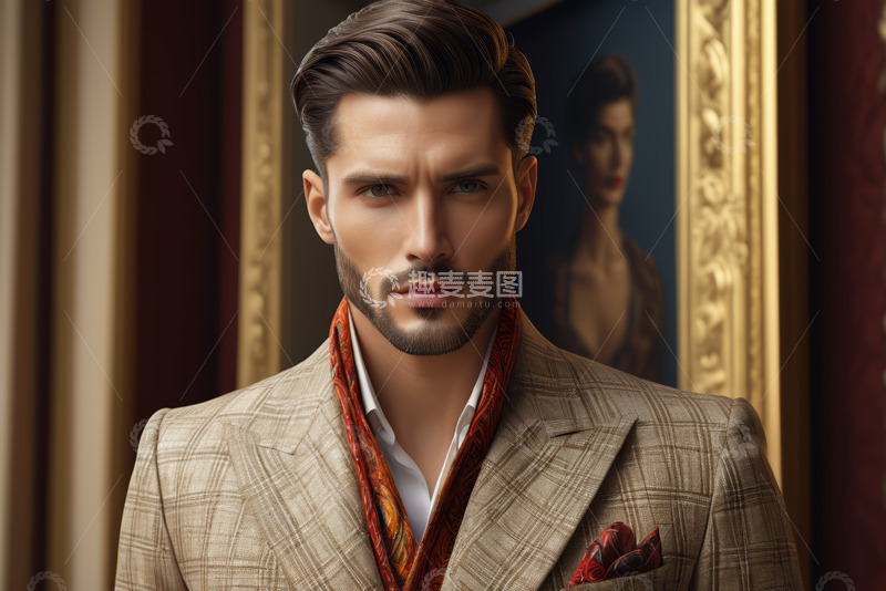 高清大图下载【趣麦麦图】穿着西装的英俊男士肖像