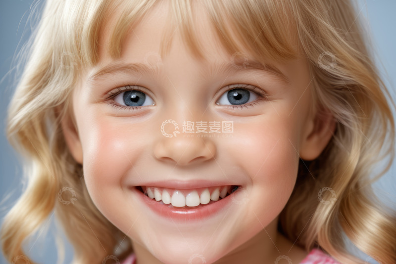 高清大图下载【趣麦麦图】微笑金发女孩肖像特写