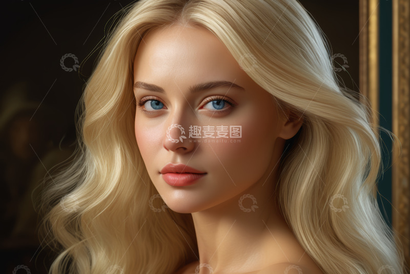 高清大图下载【趣麦麦图】金发碧眼女子肖像