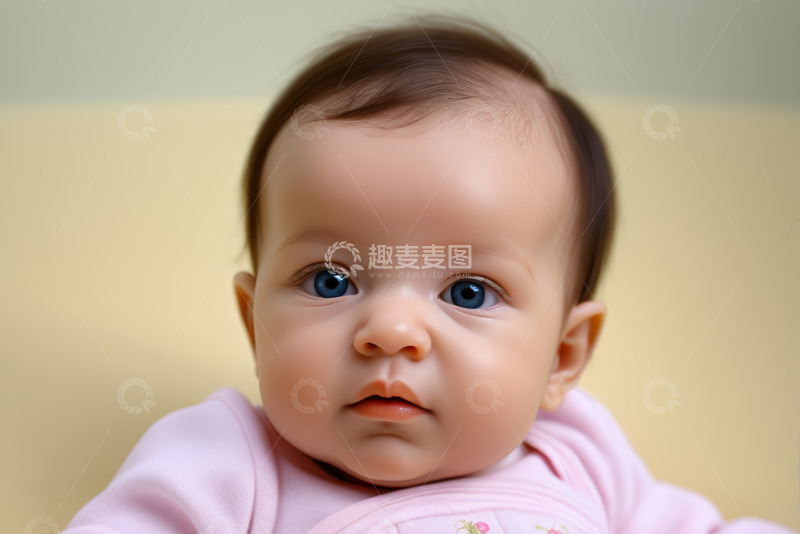 高清大图下载【趣麦麦图】蓝眼睛婴儿近景特写