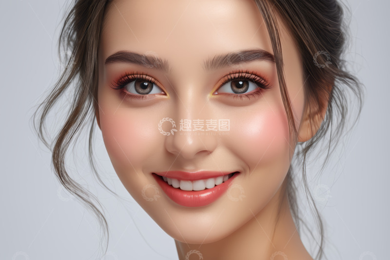 高清大图下载【趣麦麦图】美丽女孩微笑特写肖像
