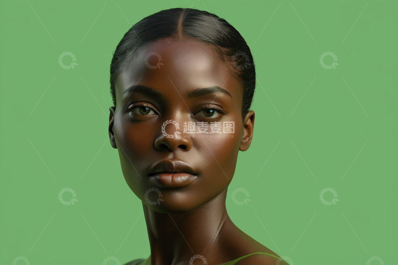 高清大图下载【趣麦麦图】年轻黑人女性肖像特写