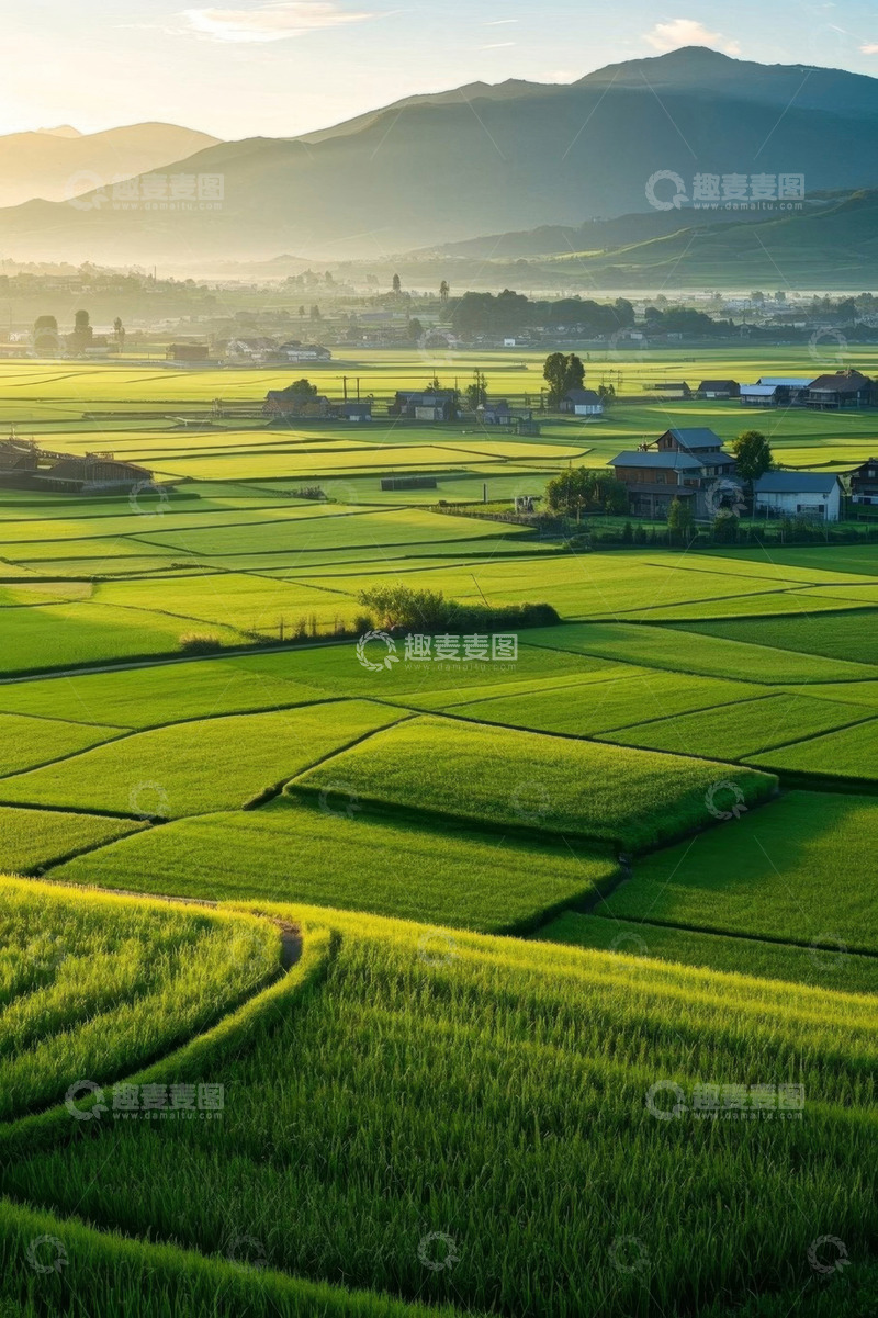 高清大图下载【趣麦麦图】田野村庄自然风光全景