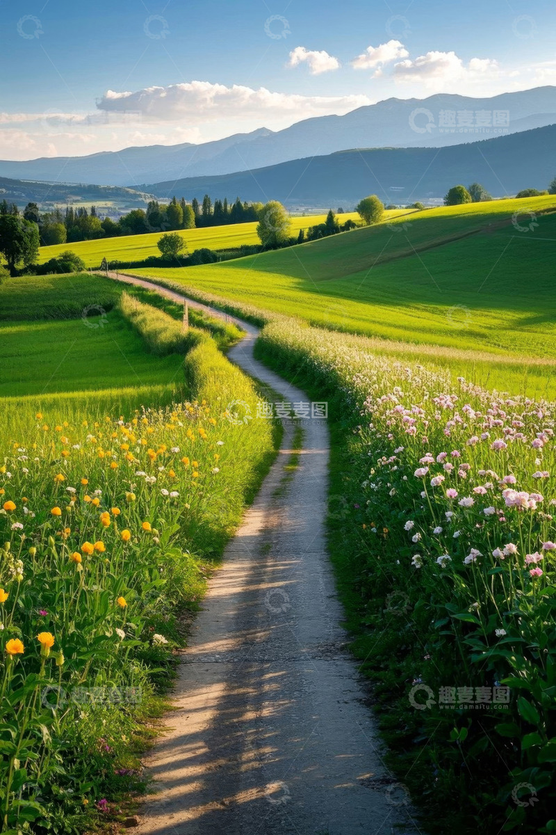 高清大图下载【趣麦麦图】田园间蜿蜒小路自然风光