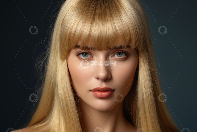 高清大图下载【趣麦麦图】金发女子面部特写