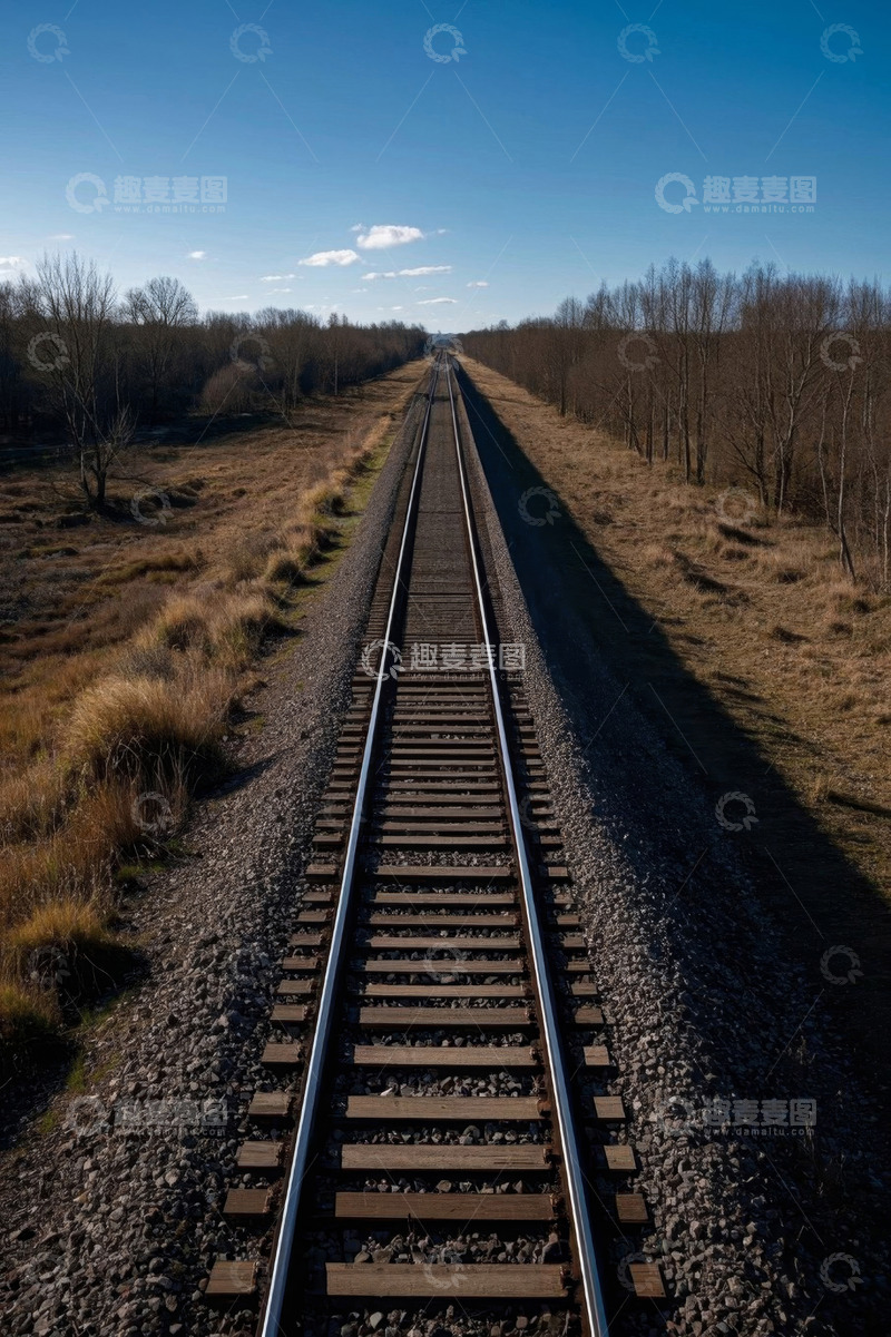 高清大图下载【趣麦麦图】户外旷野中的铁路轨道