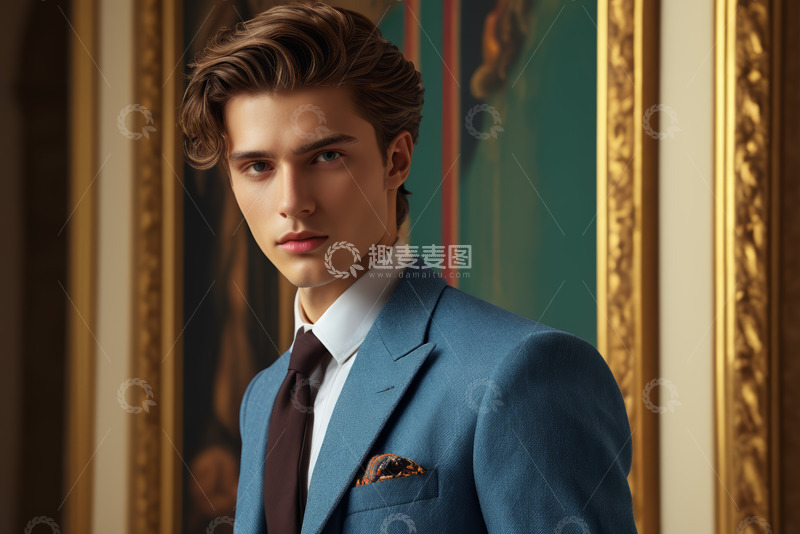 高清大图下载【趣麦麦图】穿西装的英俊男子肖像