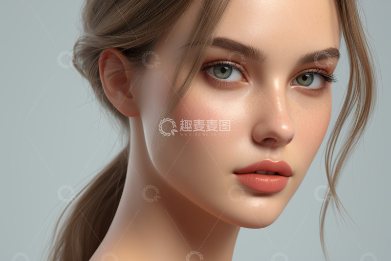 高清大图下载【趣麦麦图】女性面部特写肖像