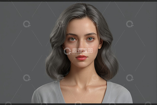 灰发女性肖像特写