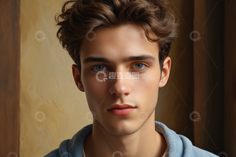 高清大图下载【趣麦麦图】年轻男子面部特写肖像