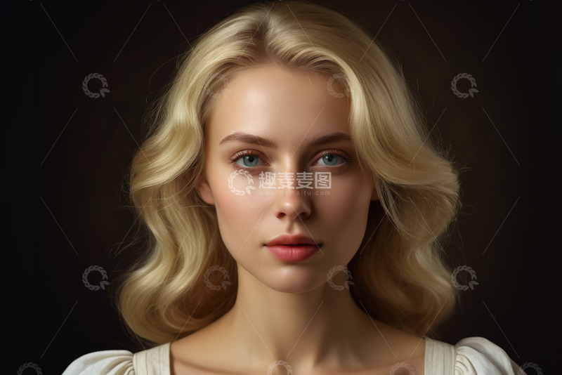高清大图下载【趣麦麦图】金发女子面部特写
