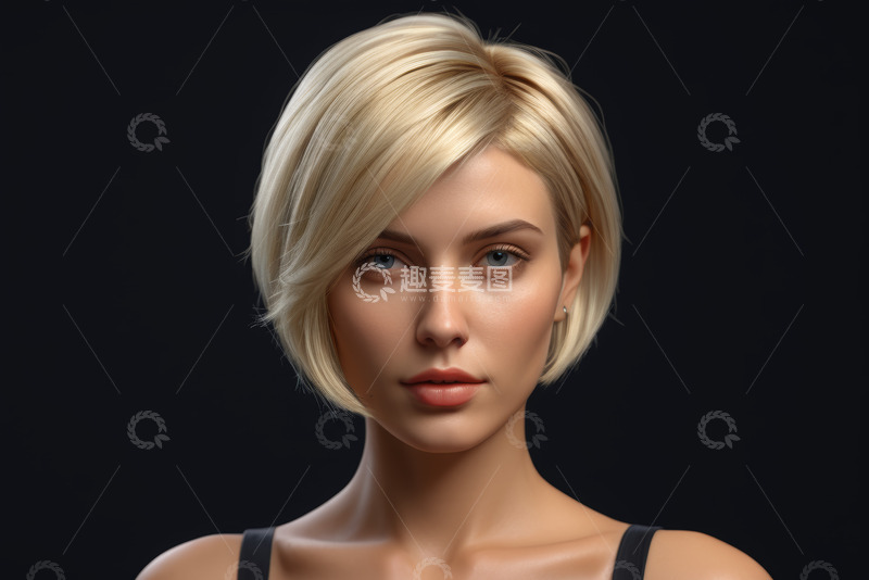 高清大图下载【趣麦麦图】金发女子肖像特写