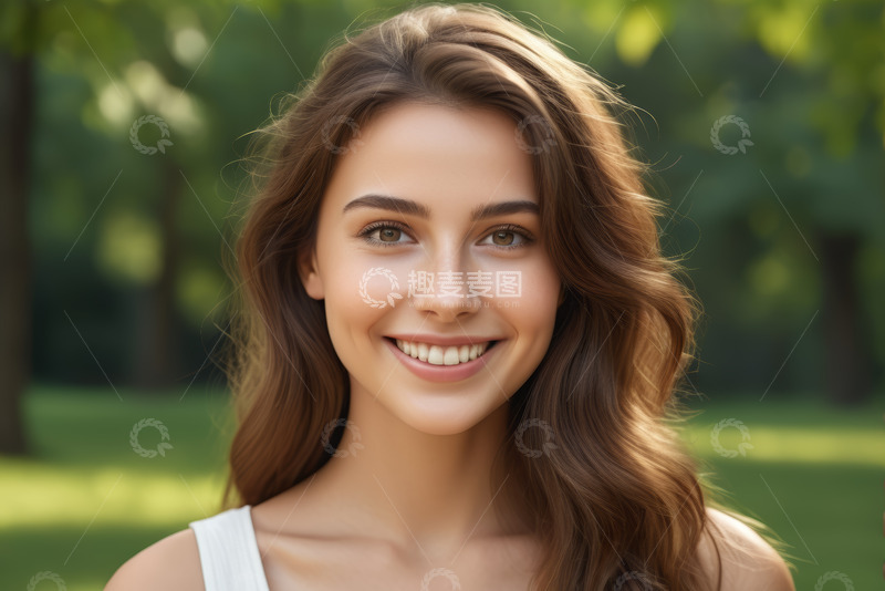 高清大图下载【趣麦麦图】户外微笑女子肖像