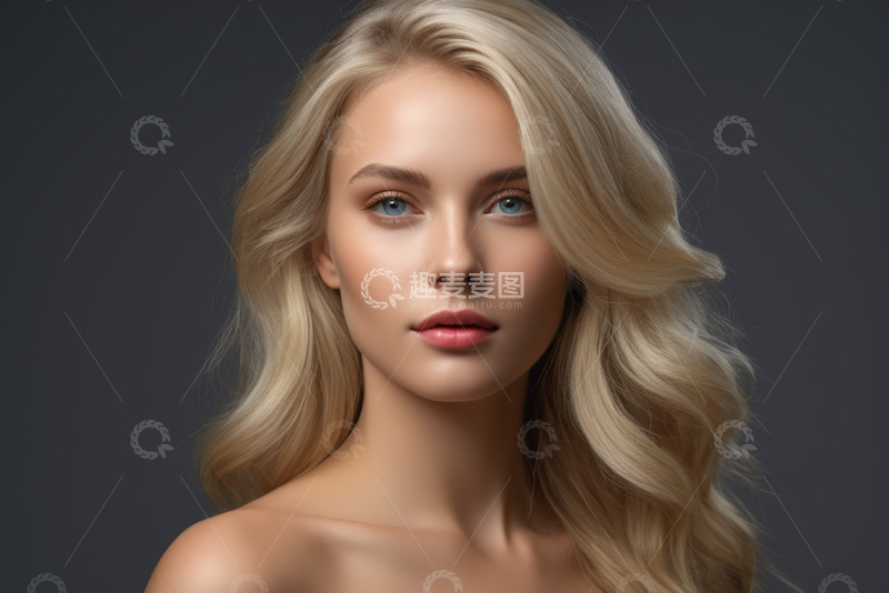 高清大图下载【趣麦麦图】金发女子面部特写肖像