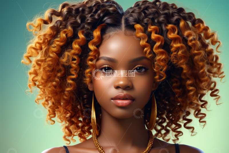 高清大图下载【趣麦麦图】非洲裔女孩卷发肖像