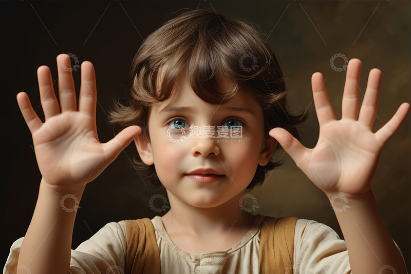 高清大图下载【趣麦麦图】小男孩展示双手特写