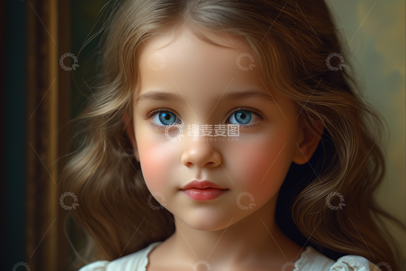 高清大图下载【趣麦麦图】蓝眼睛小女孩人物特写
