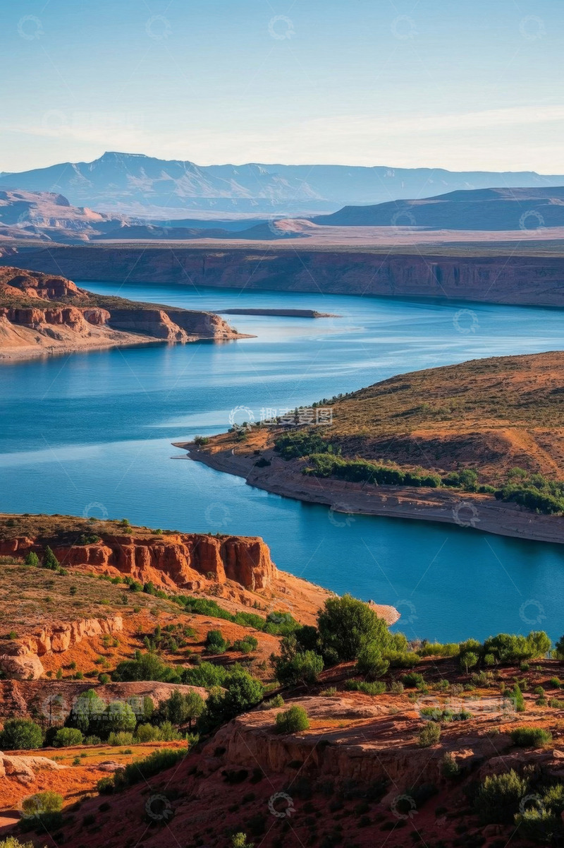 高清大图下载【趣麦麦图】山水相依的自然风光全景