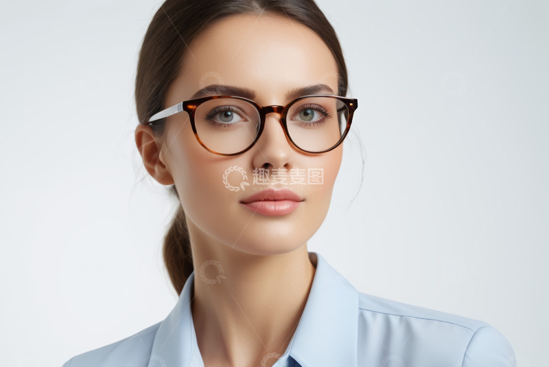 高清大图下载【趣麦麦图】戴眼镜职业女性肖像特写