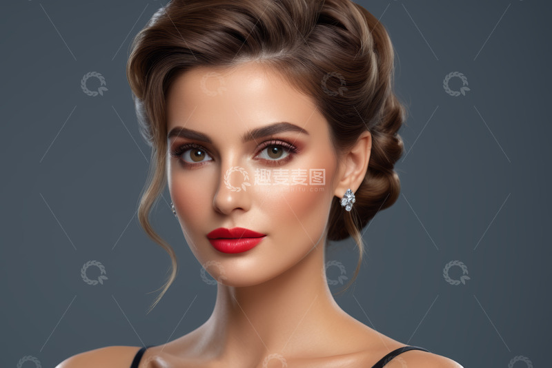 高清大图下载【趣麦麦图】妆容精致的女性特写