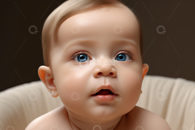 高清大图下载【趣麦麦图】蓝眼睛婴儿近景肖像