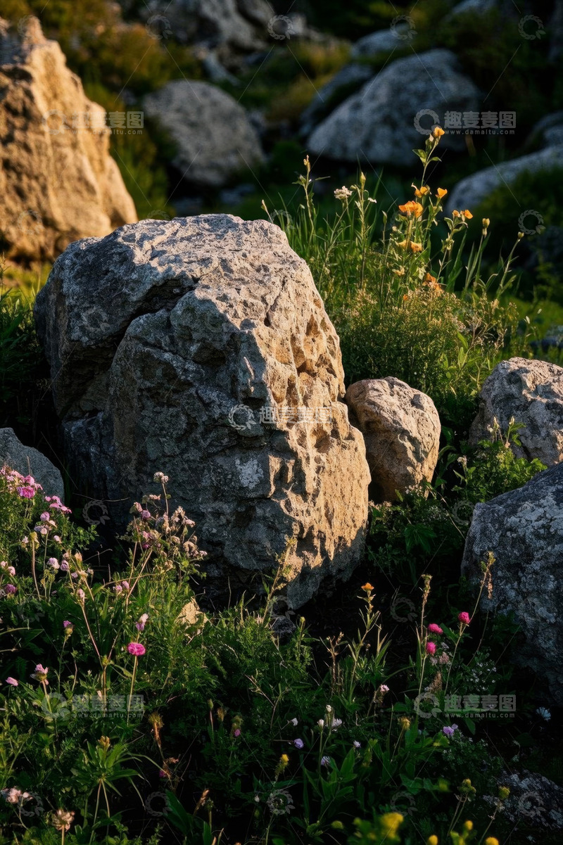 高清大图下载【趣麦麦图】户外岩石与花草景观