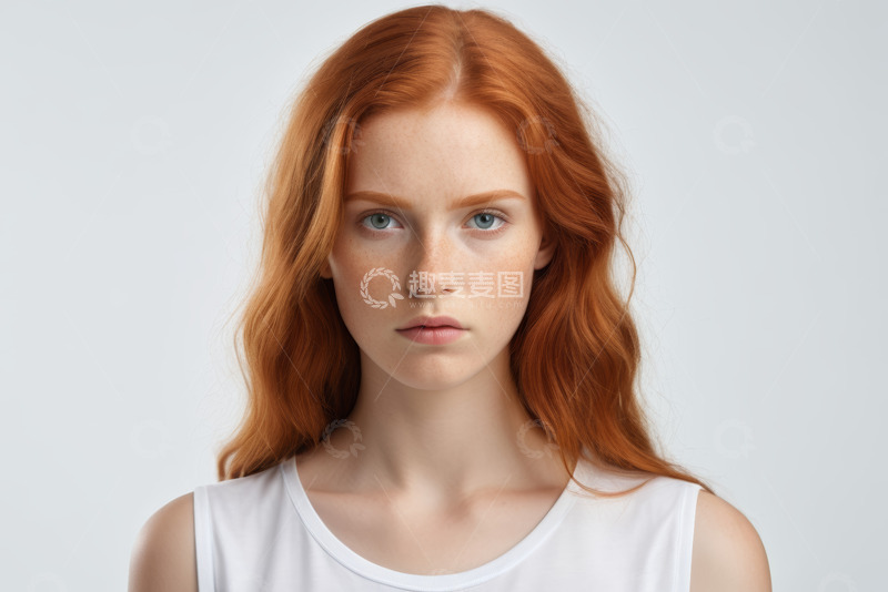 高清大图下载【趣麦麦图】红发女子半身肖像