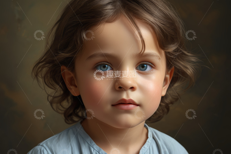 高清大图下载【趣麦麦图】小女孩蓝眼睛肖像特写