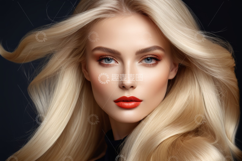 高清大图下载【趣麦麦图】金发女子面部特写肖像