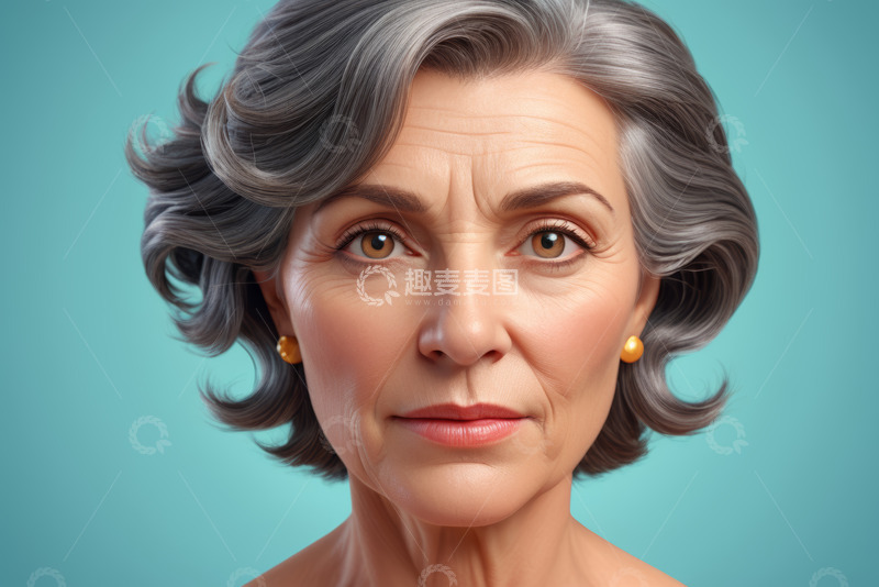 高清大图下载【趣麦麦图】老年女性面部特写肖像