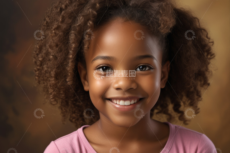高清大图下载【趣麦麦图】微笑的非洲裔小女孩肖像