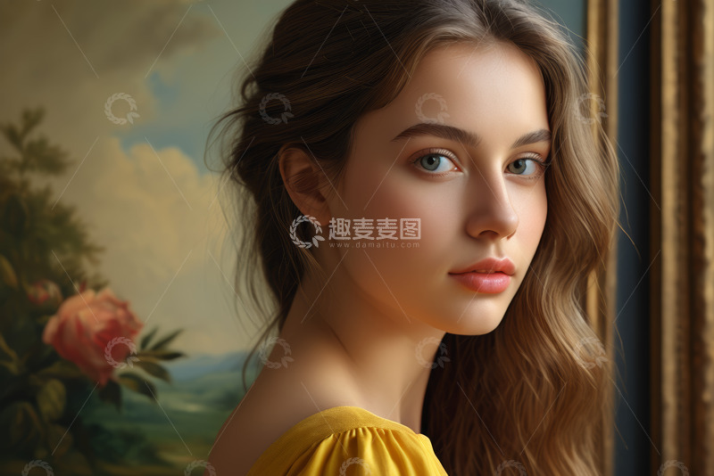 高清大图下载【趣麦麦图】年轻女子肖像特写