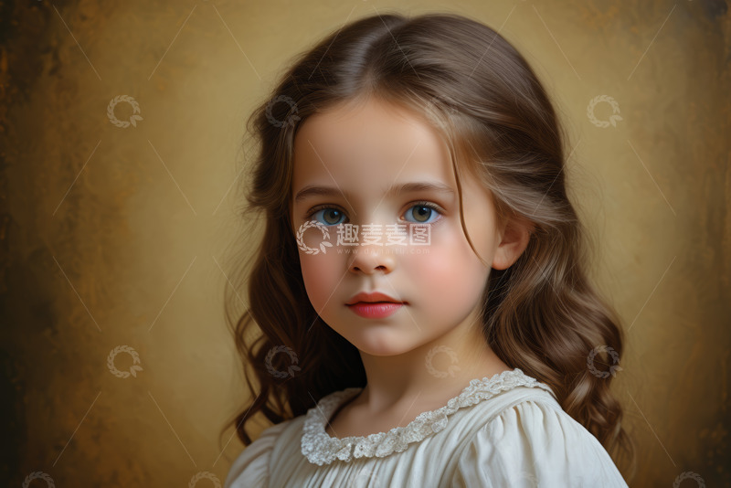 高清大图下载【趣麦麦图】小女孩正面肖像特写素材