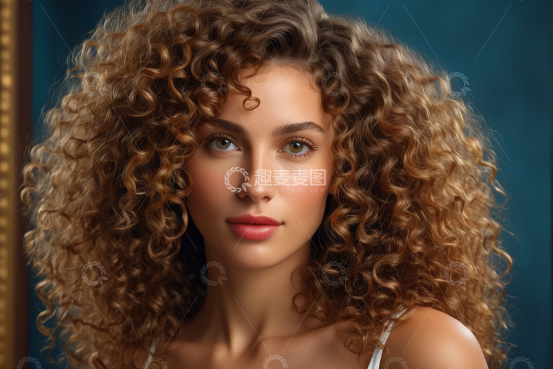 高清大图下载【趣麦麦图】卷发女性半身肖像