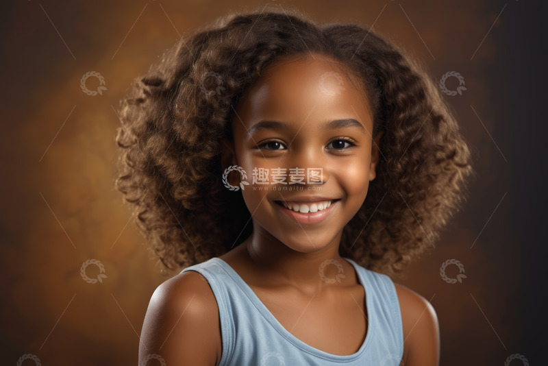 高清大图下载【趣麦麦图】微笑的非洲裔小女孩肖像