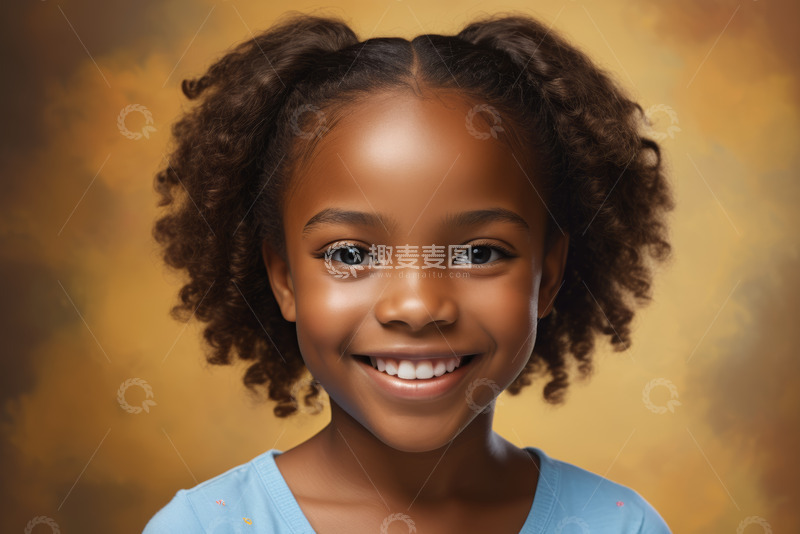 高清大图下载【趣麦麦图】微笑小女孩肖像特写