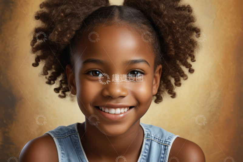 高清大图下载【趣麦麦图】微笑非洲裔女孩肖像