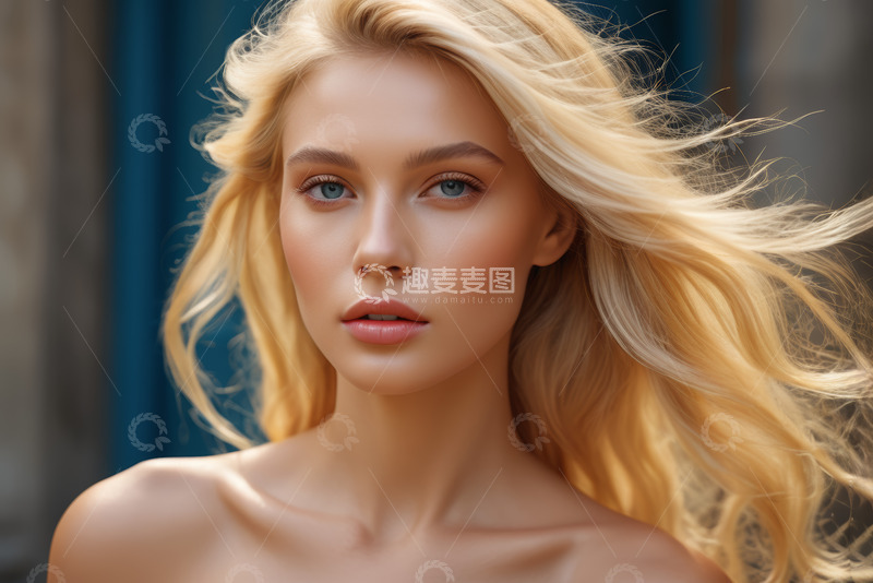 高清大图下载【趣麦麦图】金发美女面部特写