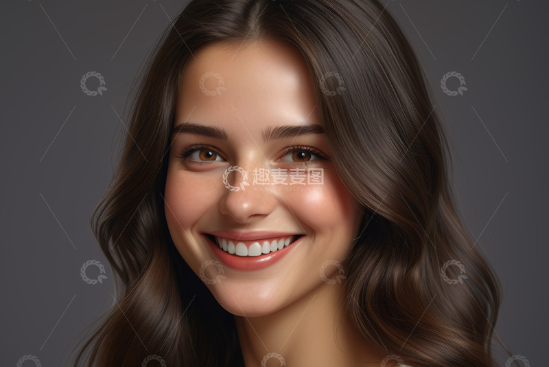 高清大图下载【趣麦麦图】微笑女人的面部特写