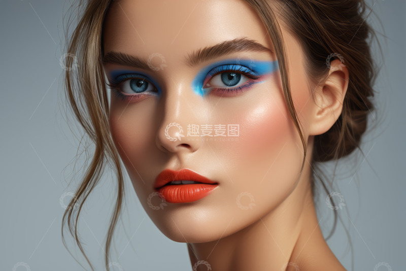 高清大图下载【趣麦麦图】化时尚浓妆的女性面部特写