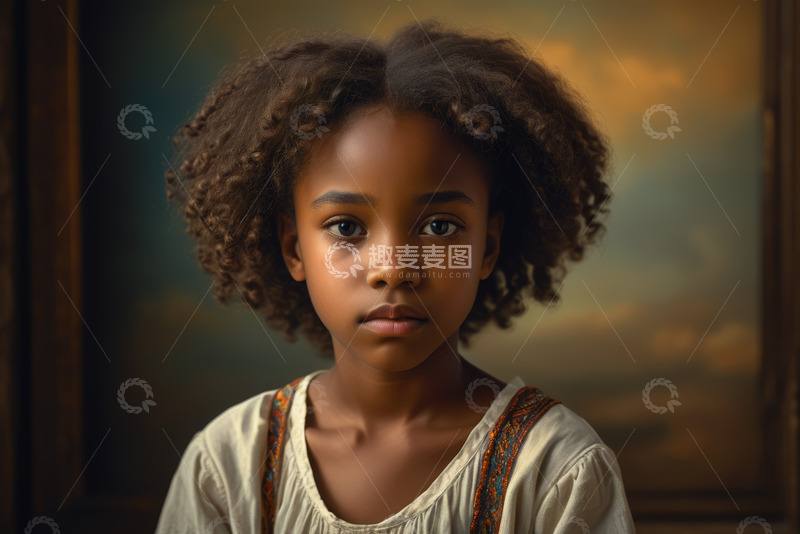 高清大图下载【趣麦麦图】非洲裔小女孩肖像特写