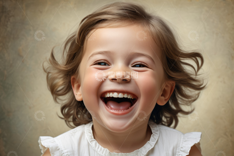 高清大图下载【趣麦麦图】小女孩开心大笑特写